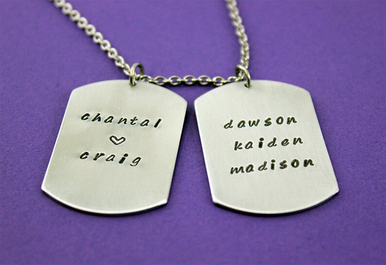 Man- Custom Dog Tags Handstamped Personalized Dog Tag Necklace Engraved Father Dad Gift Husband