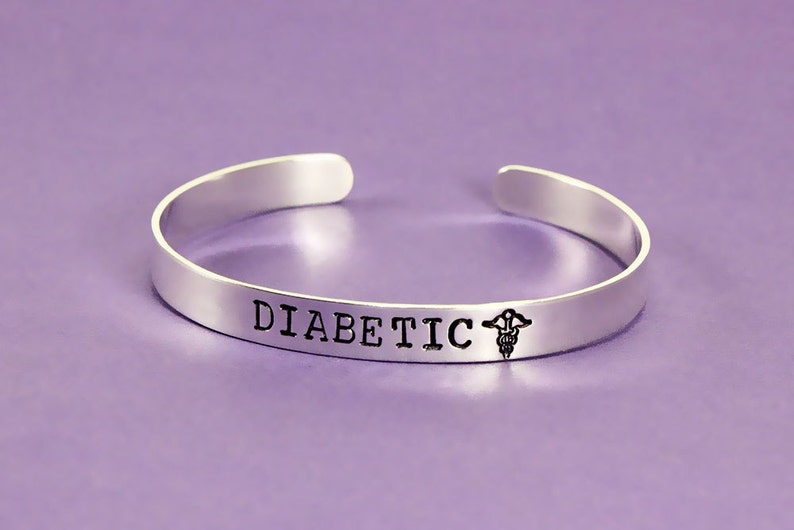 Personalized Sterling Silver Medical Cuff Diabetic Bracelet Etsy