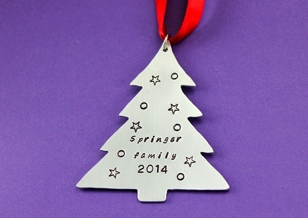 Personalized Christmas Tree Ornament Handstamped Christmas Etsy