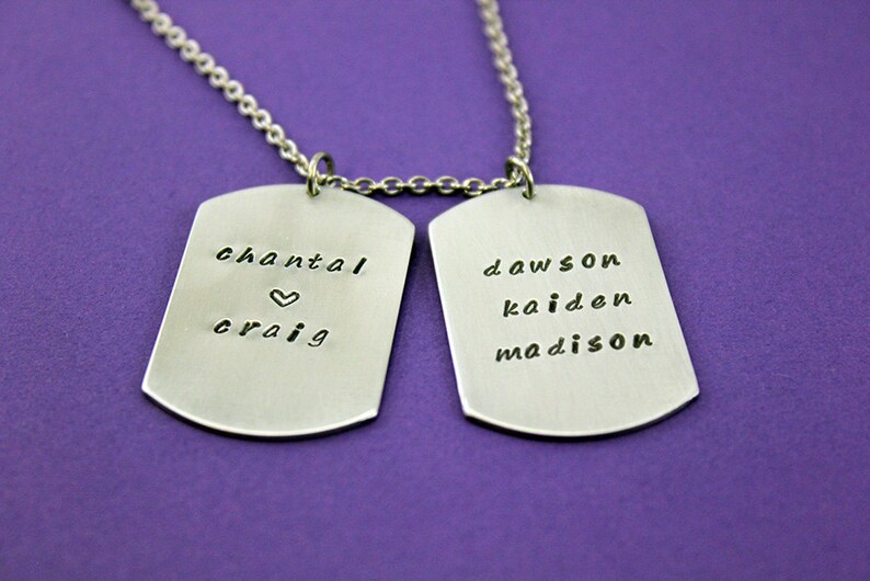 Man- Custom Dog Tags Handstamped Personalized Dog Tag Necklace Engraved Father Dad Gift Husband