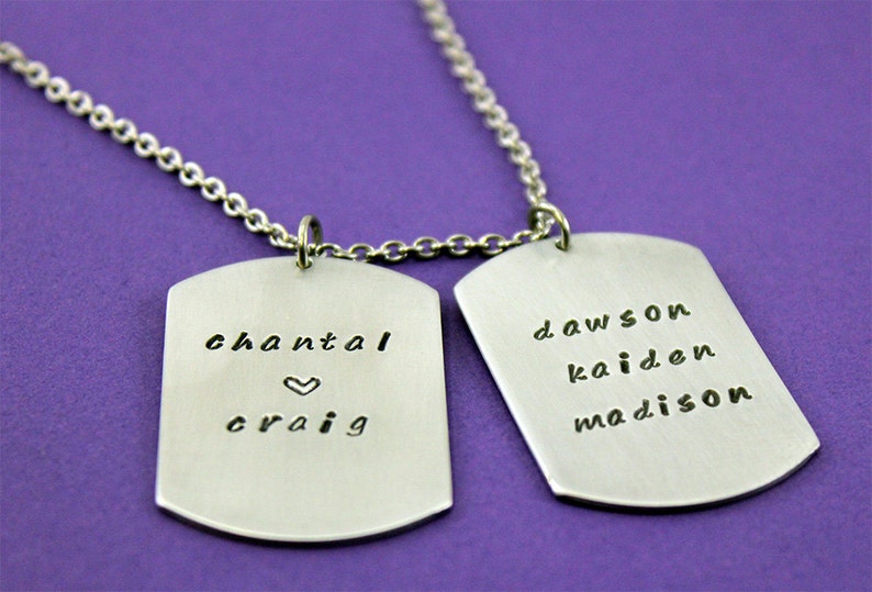 Man- Custom Dog Tags Handstamped Personalized Dog Tag Necklace Engraved Father Dad Gift Husband