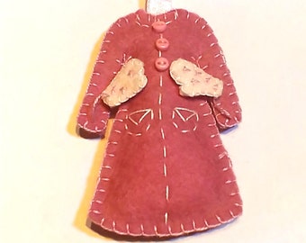 Coat felt ornament, Christmas tree decoration, Christmas tree ornament, handmade, home decoration