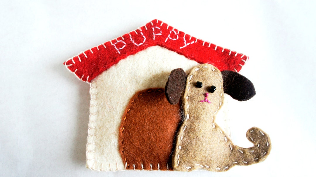 Dog House Ornament Felt Personalized Doggy Puppy Doggie Etsy