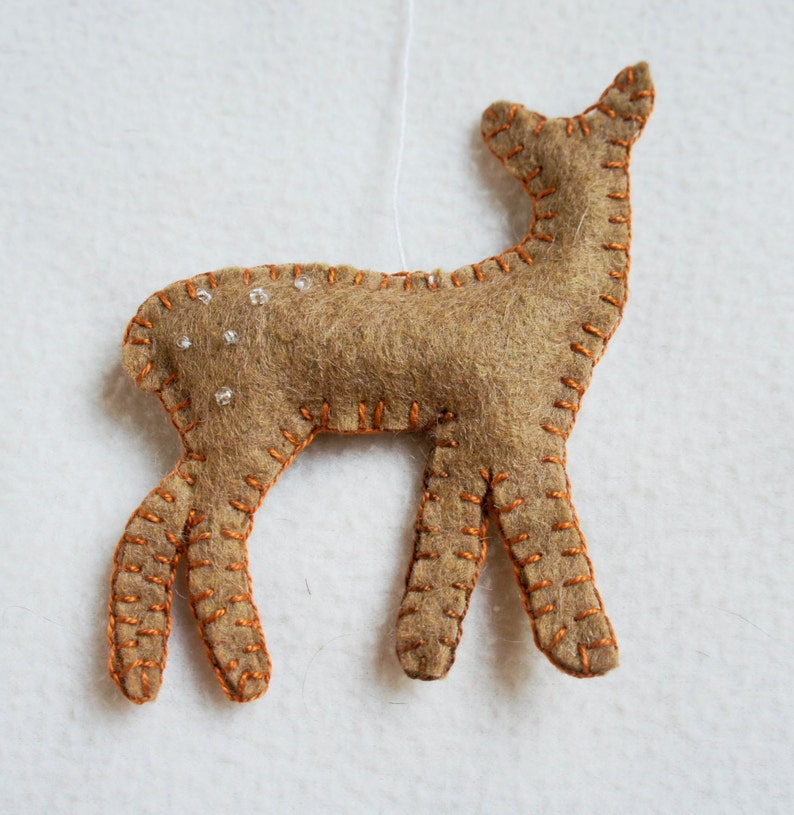 Deer Ornament Felt Handmade Christmas Ornament Birthday Etsy