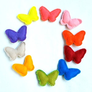 Butterfly felt ornament, set of 10, varicoloured, spring, Easter ornament, Wedding favour, Christmas ornament, Birthday, nursery decoration