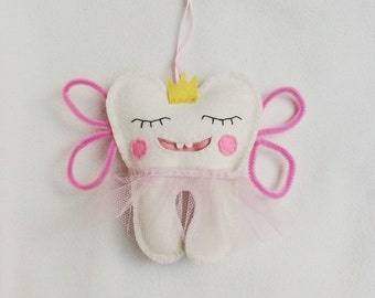 Tooth Fairy pillow for girls, felt, with pocket, kids, children gift