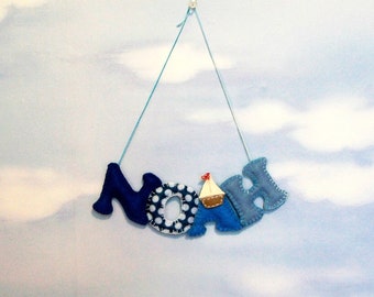 Name banner felt, boy, Felt letter, Alphabet Letters, custom name banner, Nursery Name Banner, hanging decor, name garland, personalized
