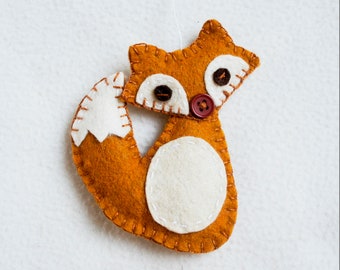 Fox ornament felt, handmade, Christmas ornament, Birthday gift, nursery decor, home decoration