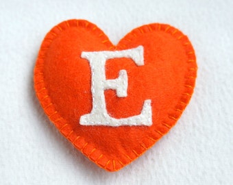 I love Etsy felt heart ornament, Etsy logo, Etsy sign, handmade, white, orange, home decor