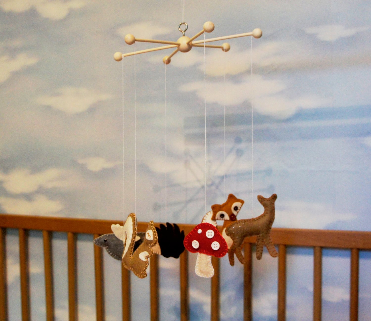 Forest Baby Mobile Felt Nursery Crib Crib Mobile Nursery Etsy
