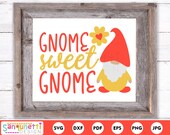 Gnome sweet gnome svg, home digital art cutting files for silhouette and cricut