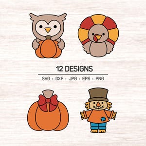 Chunky Fall Clipart Bundle: Pumpkin, Animals, Thanksgiving PNGs (SVG, JPG, EPS)