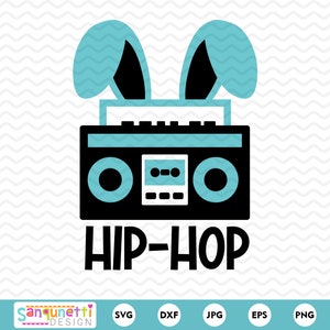 Hip Hop SVG, Bunny Boom Box SVG, Easter clipart, png jpg dxf svg, cricut and silhouette, instant download