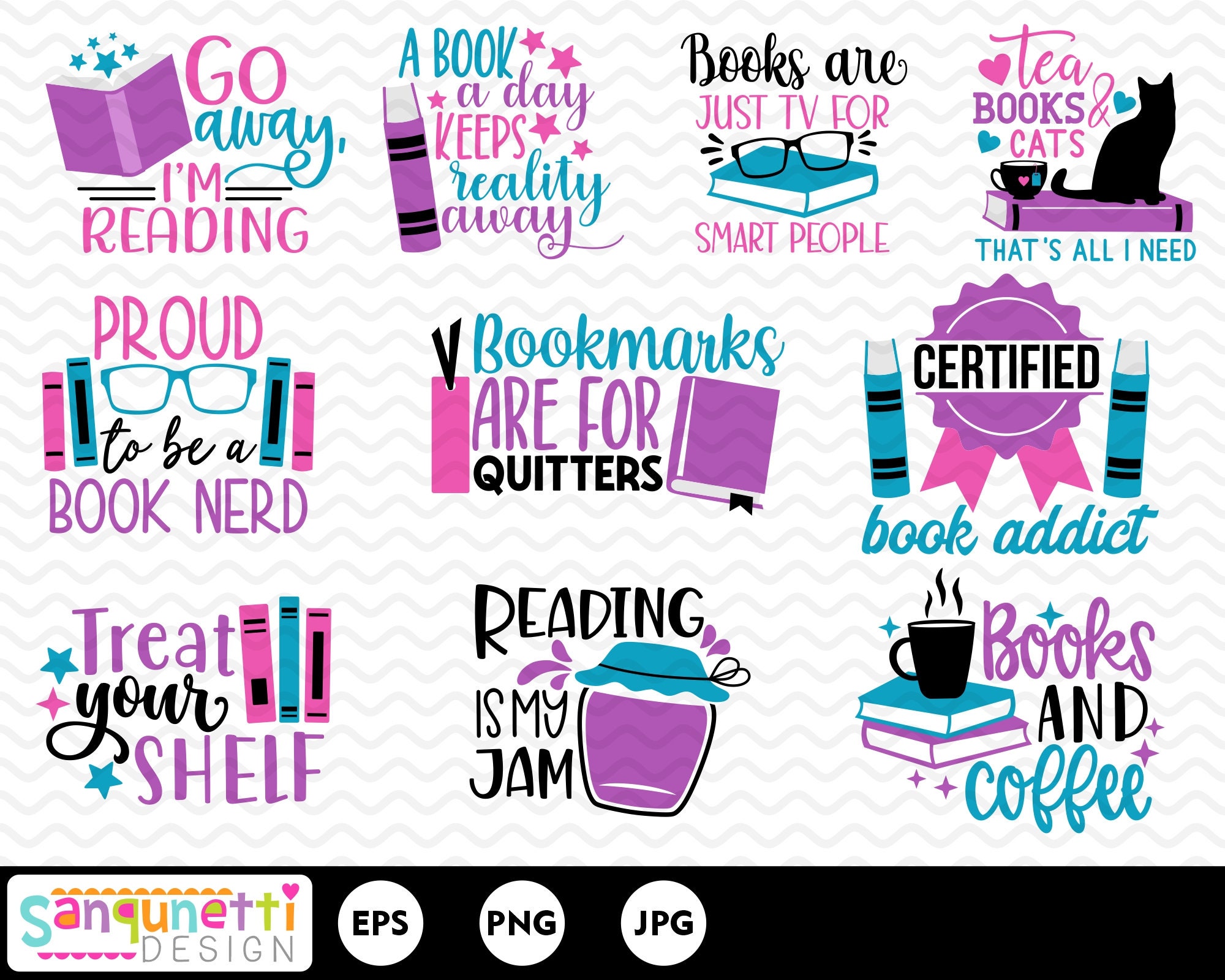 Reading and Book Lover Clipart Digital Clip Art for Readers - Etsy
