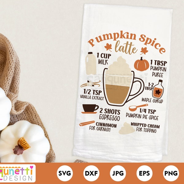 Pumpkin spice latte recipe SVG, pumpkin spice recipe, fall kitchen svg, fall cricut