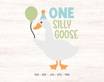 Un'oca sciocca SVG / Oca per il primo compleanno PNG / Download digitale della festa degli animali da fattoria