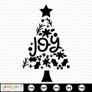 Difunda alegría navideña con nuestro diseño SVG de silueta de alegría del árbol de Navidad