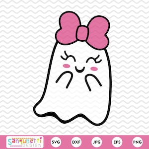 Entzückende Geschichtete Halloween-Geist SVG | Süßer Geist mit Schleife Clipart