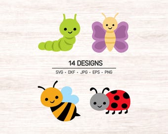 Bundle SVG insecte mignon, clipart insecte mignon, ensemble de cliparts insecte mignon pour les enfants