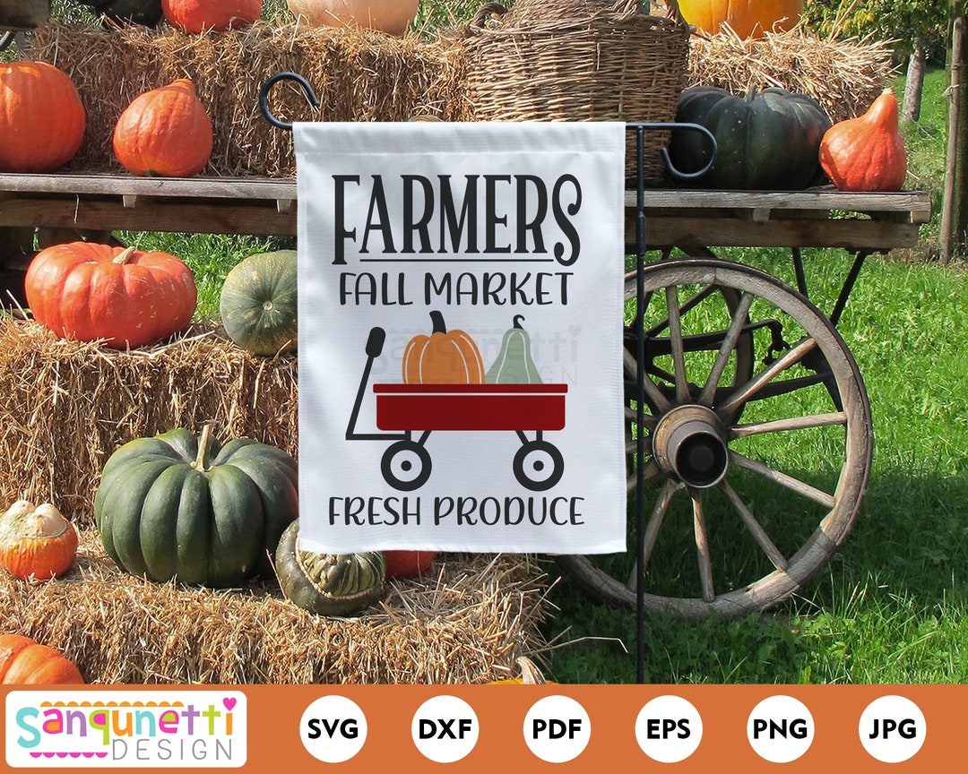 Farmers Fall Market SVG, Wagon With Pumpkins Cut File, Png Jpg Dxf Svg ...