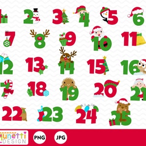25 days of christmas clipart christmas numbers christmas etsy