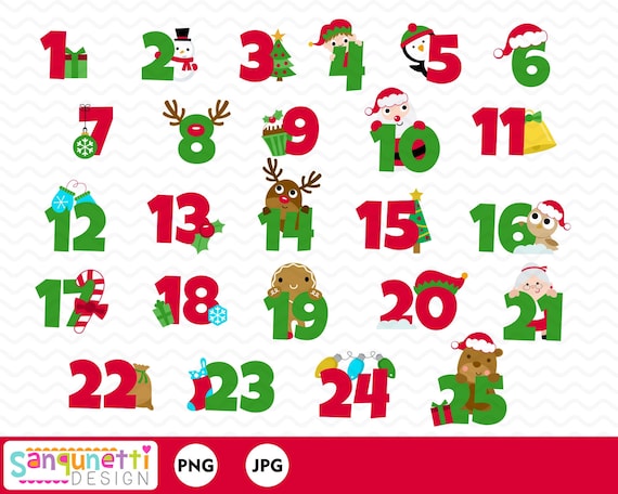 25 Days of Christmas Clipart Christmas Numbers Christmas - Etsy