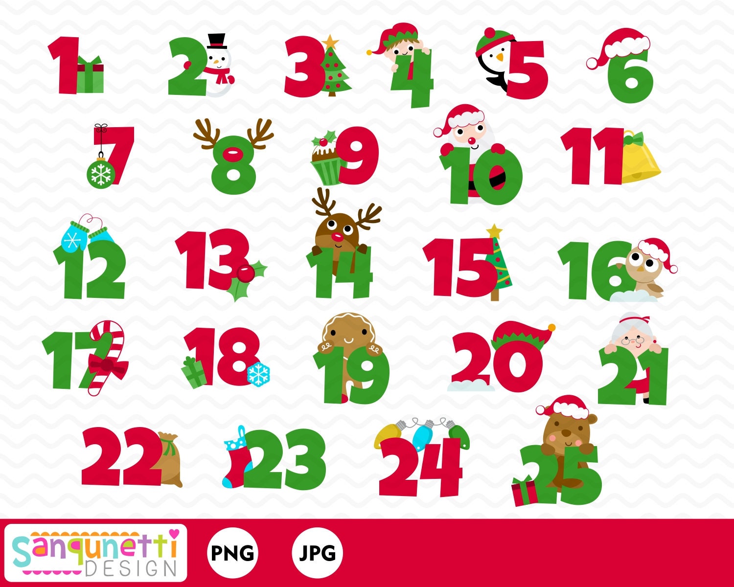 25 Days of Christmas Clipart Christmas Numbers Christmas