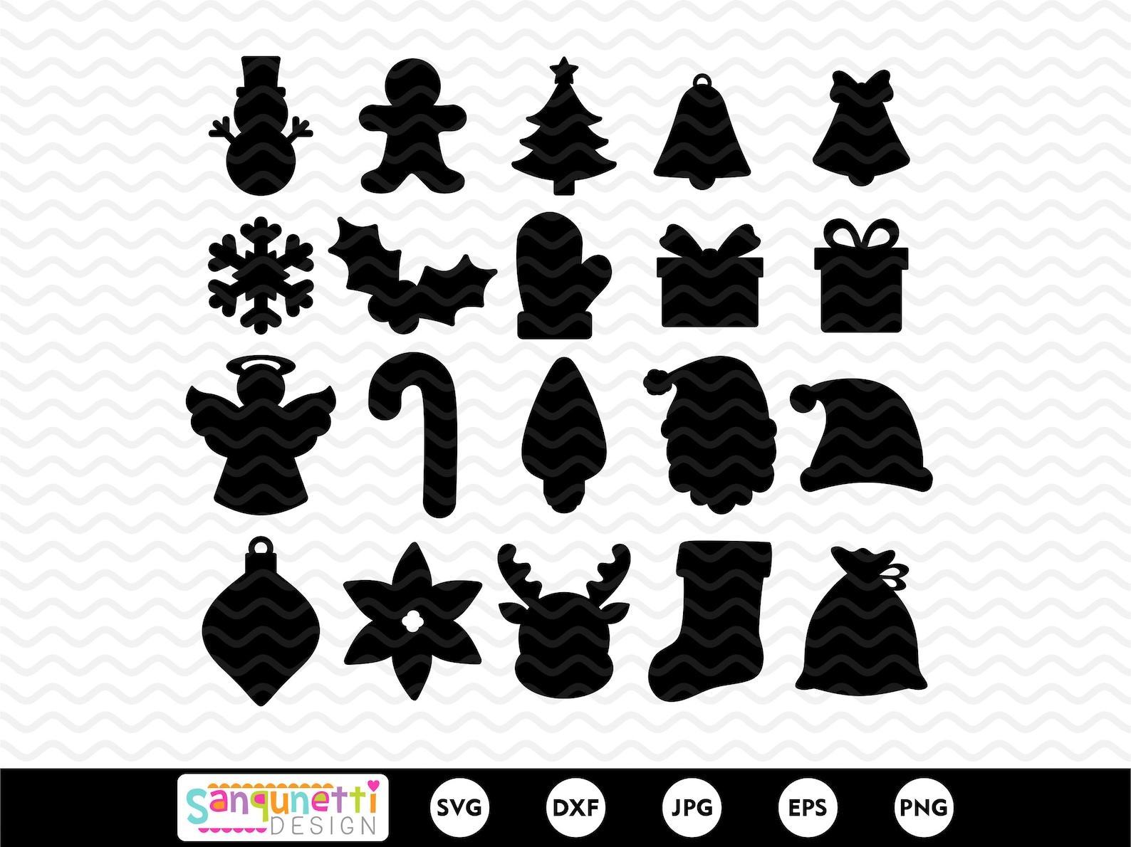 Christmas Silhouette SVG Bundle Simple Christmas Shapes Etsy