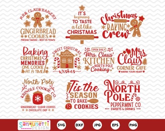 SVG-bundel kerstbakken: Mrs. Claus-clipart (digitale download)