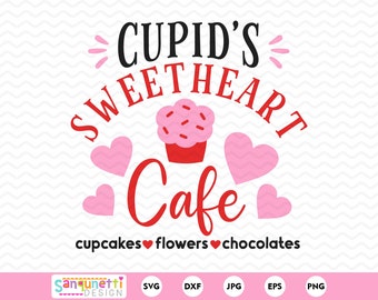 Cupid's Sweetheart Cafe Valentine SVG, cricut and silhouette, instant download
