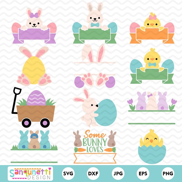 Adorable Easter SVG labels, Cute PNG Easter Labels and frames, Personalized Easter digital graphics