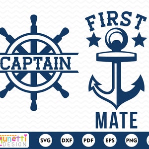 Captain and First Mate Matching SVG, Family or Couple Matching Cut File ...
