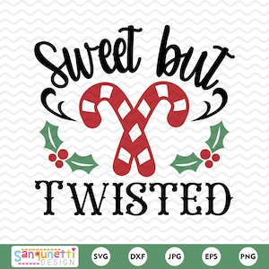 Dolce ma contorto Candy Cane SVG, cricut e silhouette di Natale, download istantaneo