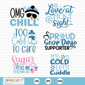 Funny winter clipart lettering and graphics, snowman digital, snow clip art, instant download