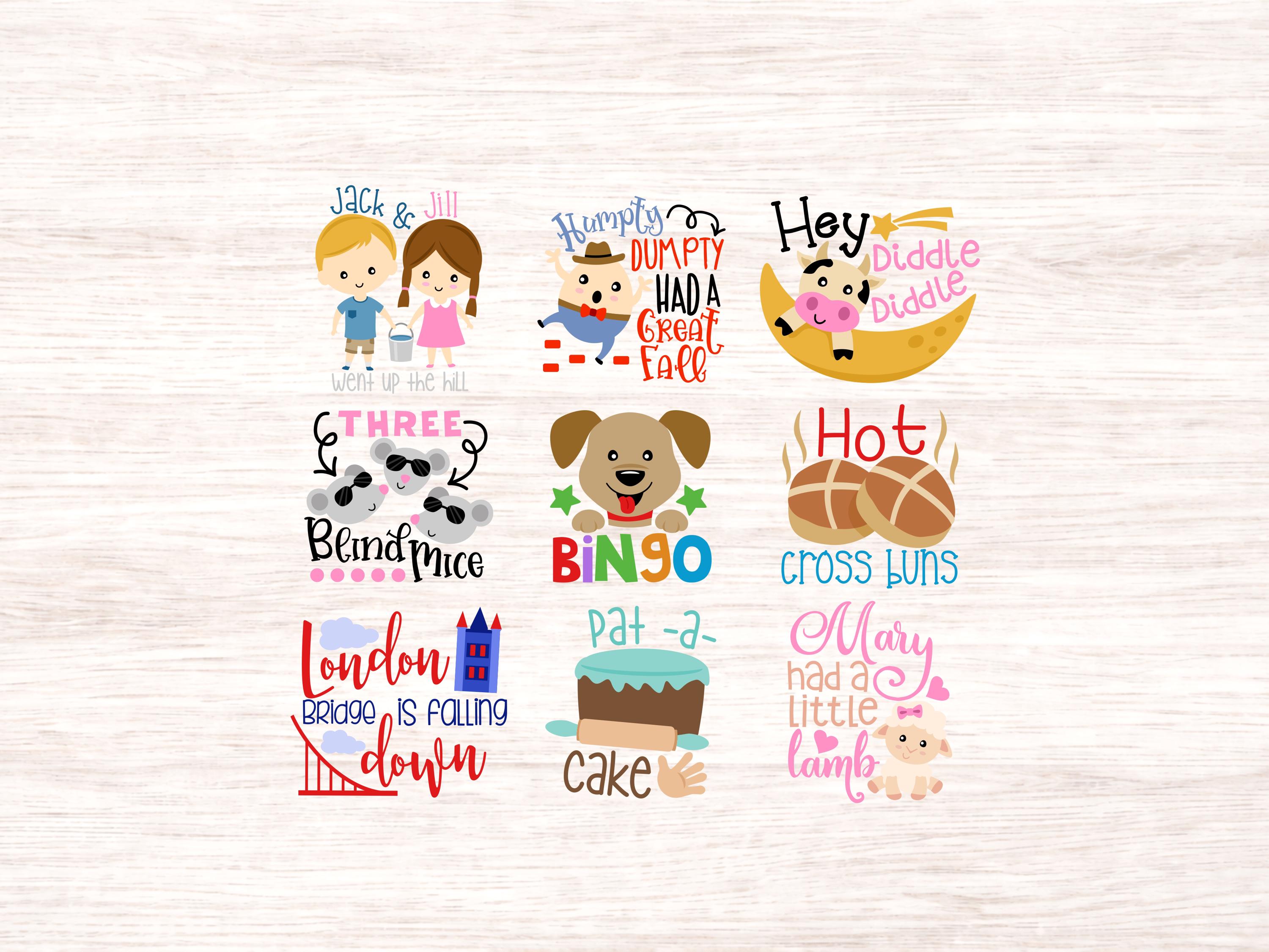 Nursery Rhyme Clipart, Storybook Lettering, Baby Digital Art - Etsy