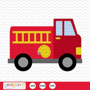Fire Truck Clipart, transportation digital art instant download