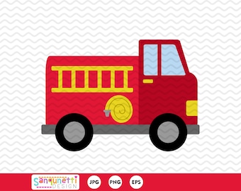 Fire Truck Clipart, transportation digital art instant download