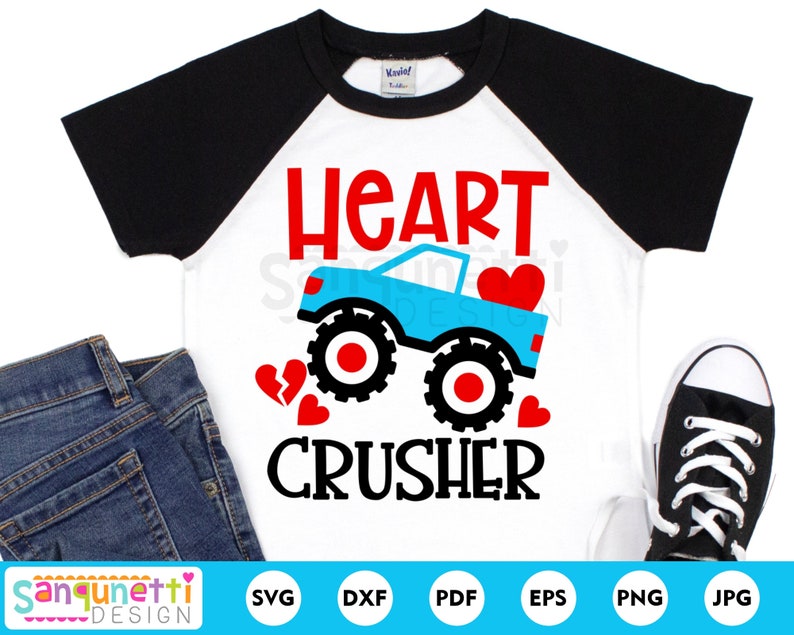 Download Heart Crusher monster truck SVG boys Valentine cutting ...