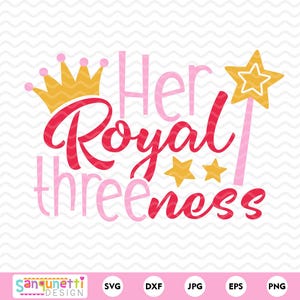 3rd Birthday Princess Girl Design, Crown and Wand Clipart