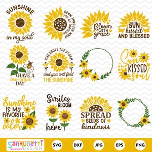 Lot tournesol SVG | Citations inspirantes | Modèles bienveillants et ensoleillés