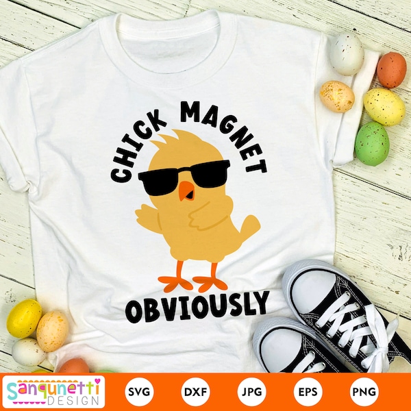 Chick magnet SVG design, Cute Boys Easter Shirt svg, Chick magnet PNG