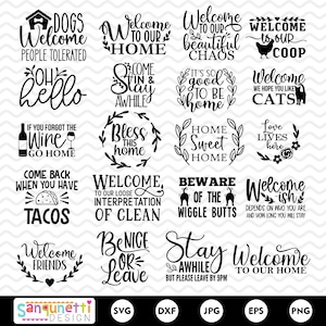 Welcome SVG and clipart bundle, welcome sign digital art, home sign SVG instant download