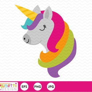 Unicorn clipart, Unicorn head digital art, magical horse instant download