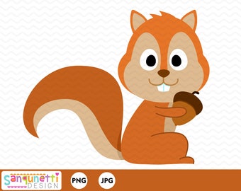 Squirrel woodland clipart with acorn graphic