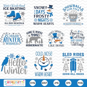 Winter lettering SVG and PNG bundle, Snowy Season Lettering Graphics