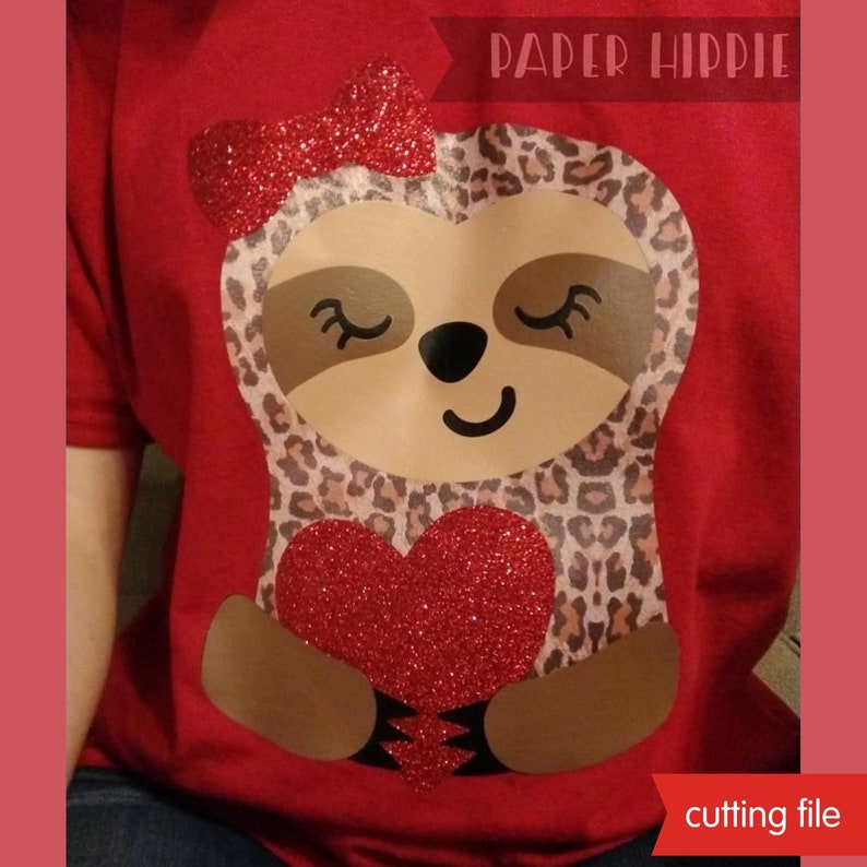 Download Valentine sloth SVG cut file for girls Printable Cutting ...