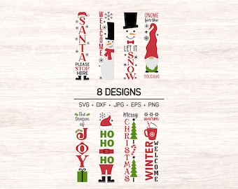 Christmas Porch Sign SVG Bundle: Vertical Holiday Designs (Digital Download)