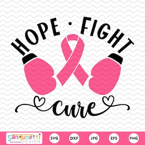 Hope Fight Cure SVG, breast cancer svg, awareness cutting file, silhouette and cricut