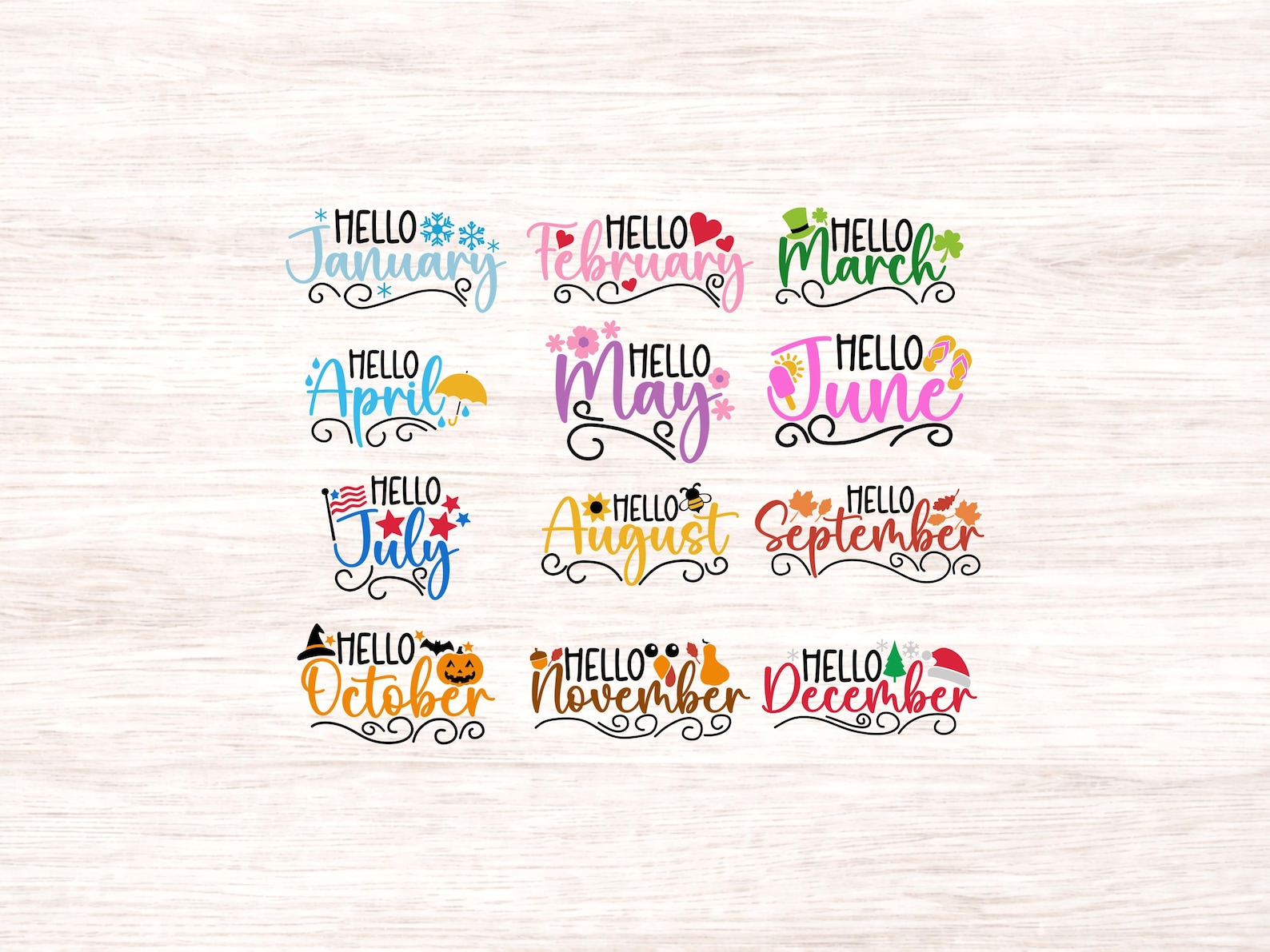 Months of the Year SVG Bundle: Calendar Clipart (digital Download) - Etsy