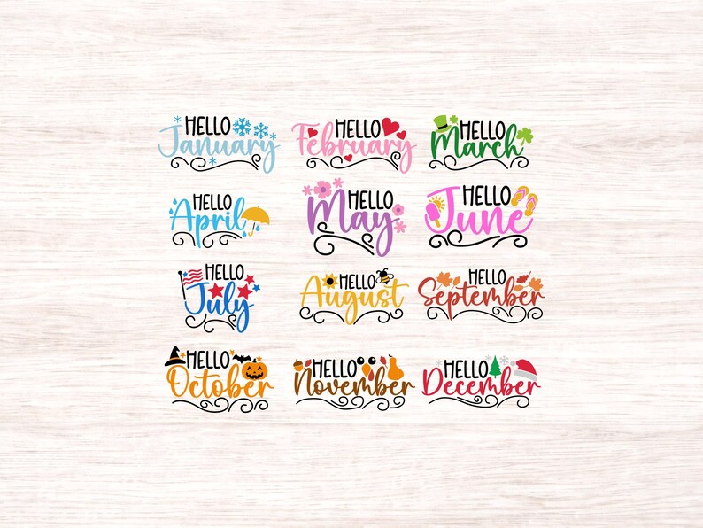 Months of the Year SVG Bundle: Calendar Clipart (digital Download) - Etsy